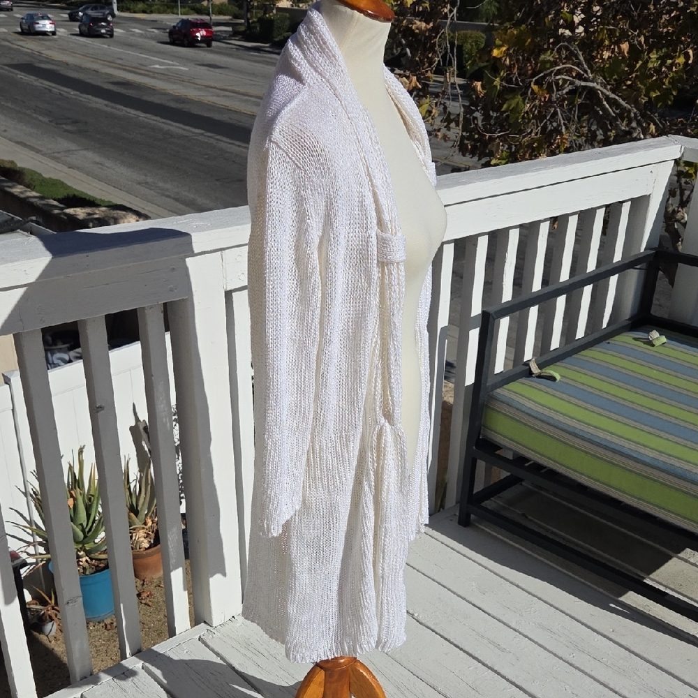 Angel Apparel Large White Open Front Cardigan - Picture 4 of 5
